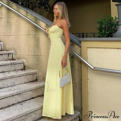 Cami Tie Up Charming Solid Maxi Dress