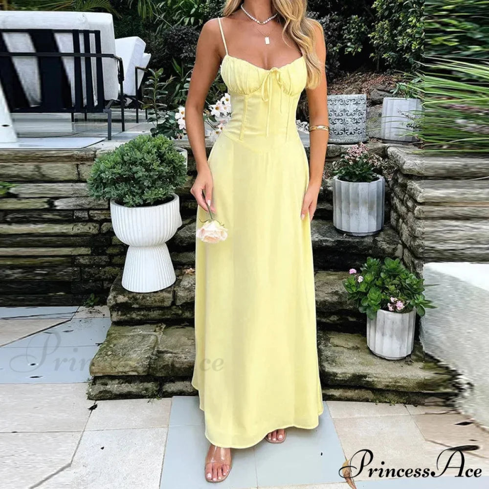 Cami Tie Up Charming Solid Maxi Dress