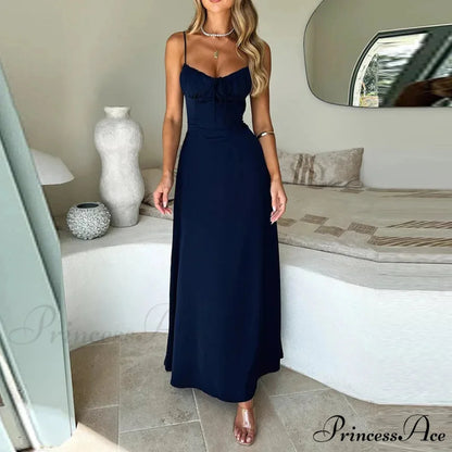 Cami Tie Up Charming Solid Maxi Dress