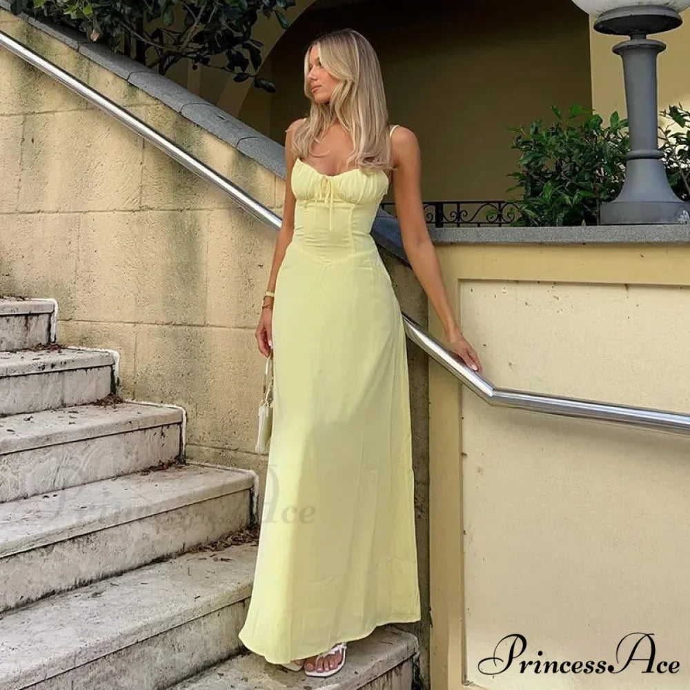 Cami Tie Up Charming Solid Maxi Dress