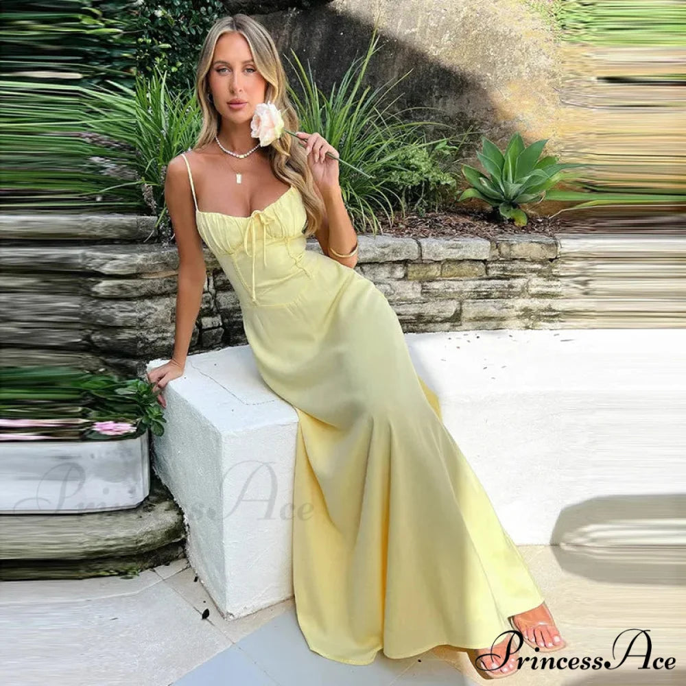 Cami Tie Up Charming Solid Maxi Dress