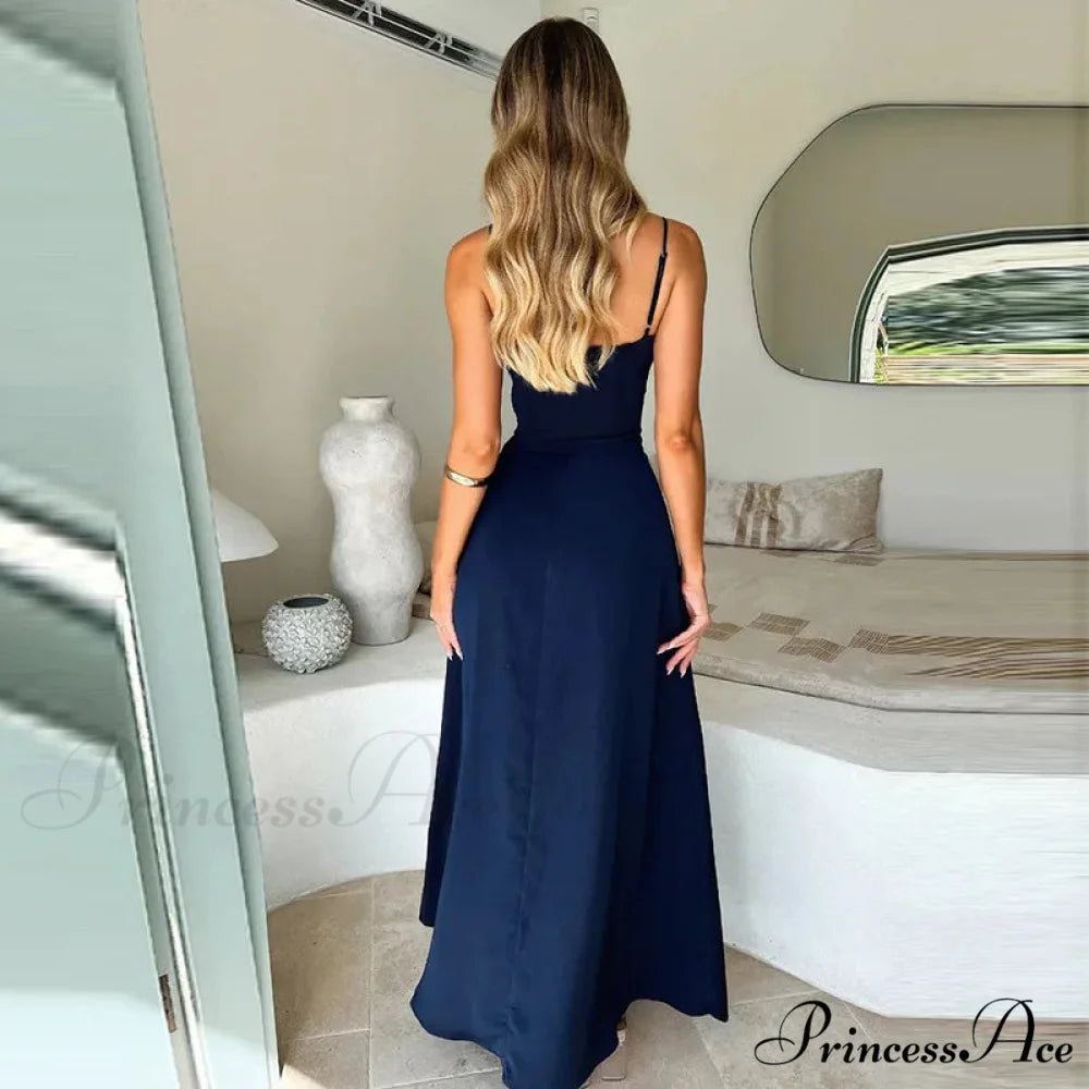 Cami Tie Up Charming Solid Maxi Dress