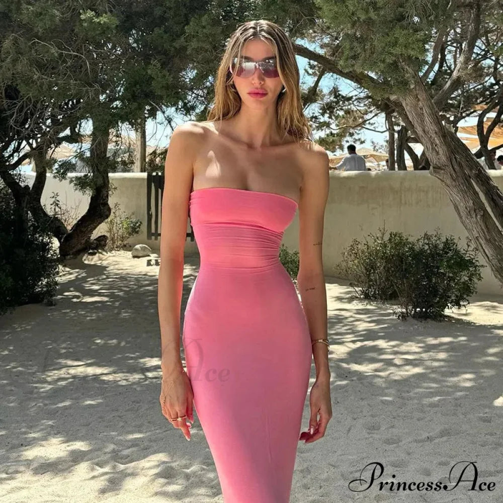 CAMILA Elegant MAXI DRESS Pink / S