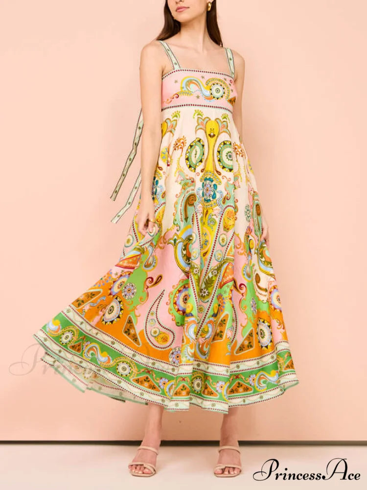 Camisole Unique Holiday Charming Print Madi Dress Multi-Color / S