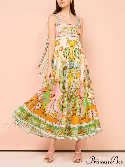 Camisole Unique Holiday Charming Print Madi Dress Multi-Color / S