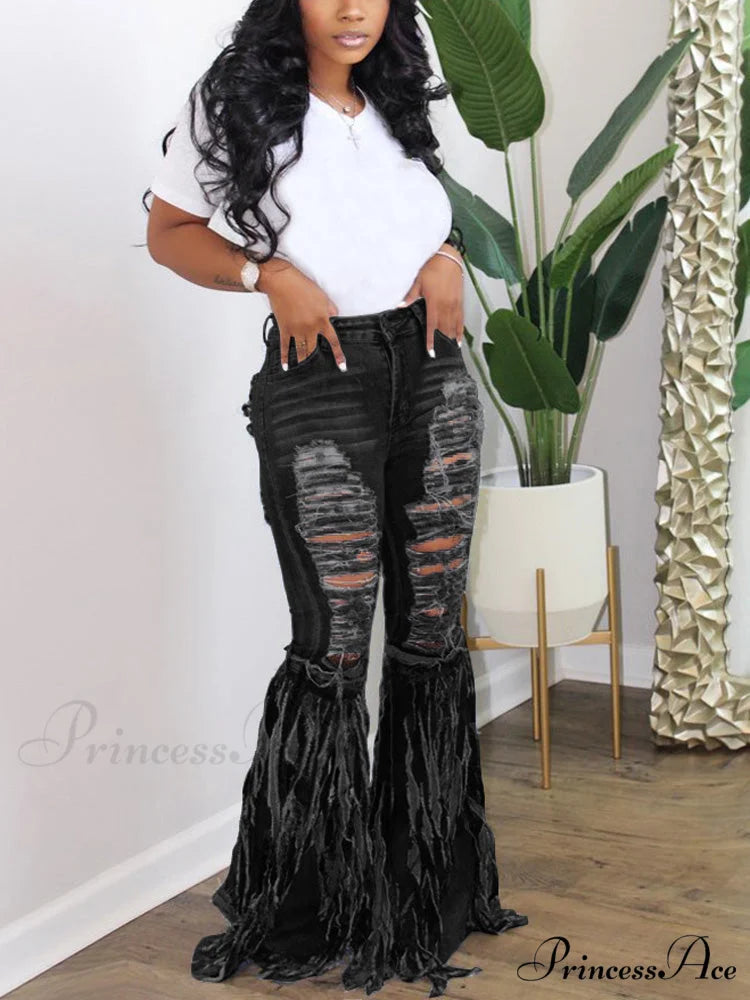 Camo Print Graceful Baggy Denim Overalls Black / S