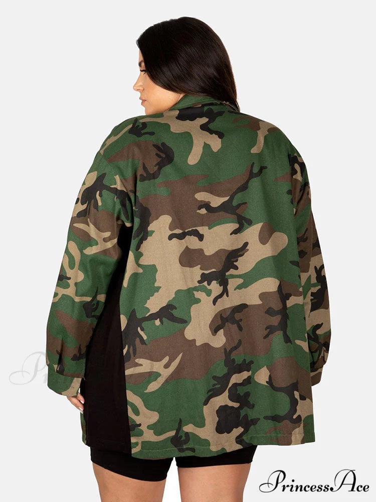 Camo Ripped Graceful Tassels Flared Jeans