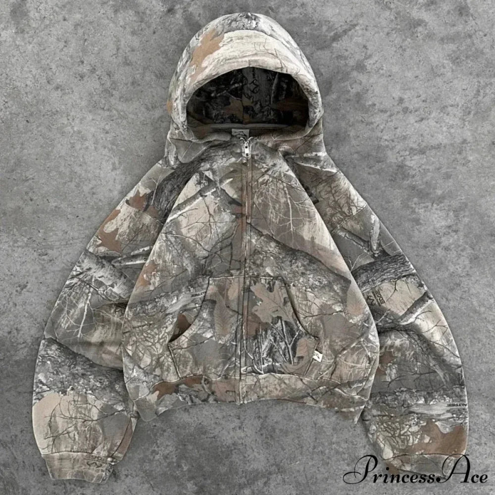 Camouflage Design Zipper Urban Hoodie hoodies-241228