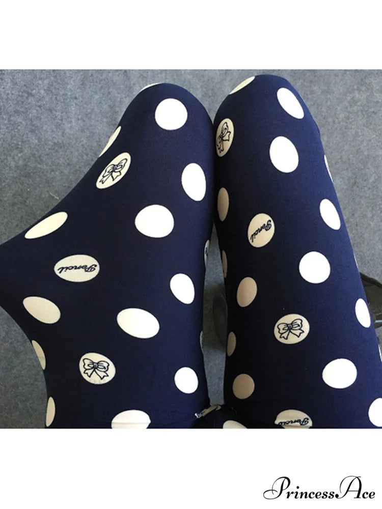 Camouflage Leggings Fitness Capris Pants Dot Bowknot / S