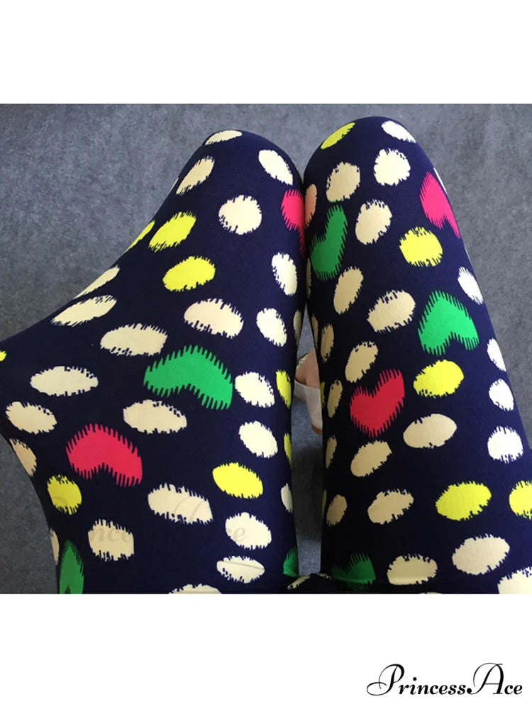 Camouflage Leggings Fitness Capris Pants Dot Love / S