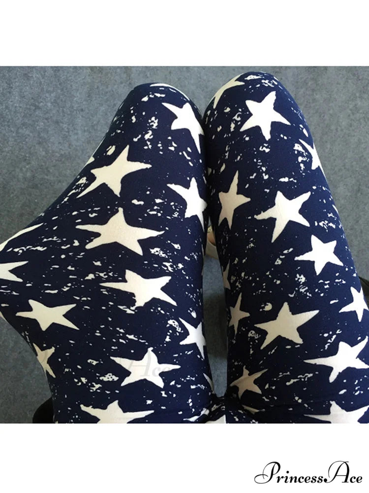 Camouflage Leggings Fitness Capris Pants Graffiti Star / S