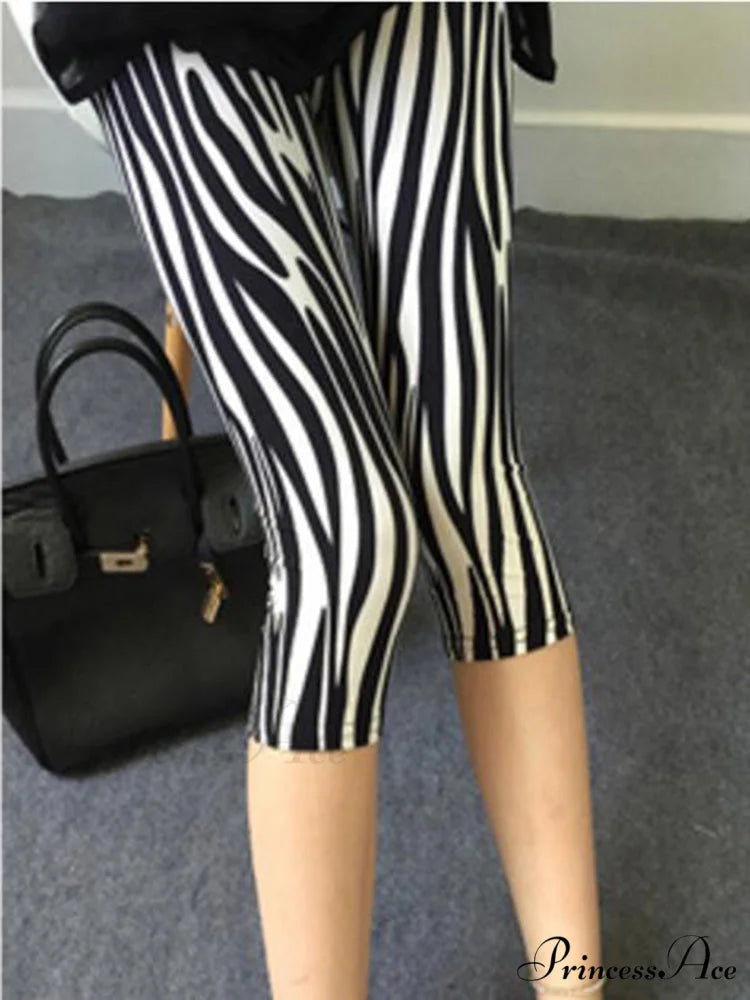 Camouflage Leggings Fitness Capris Pants Irregular Bar / S