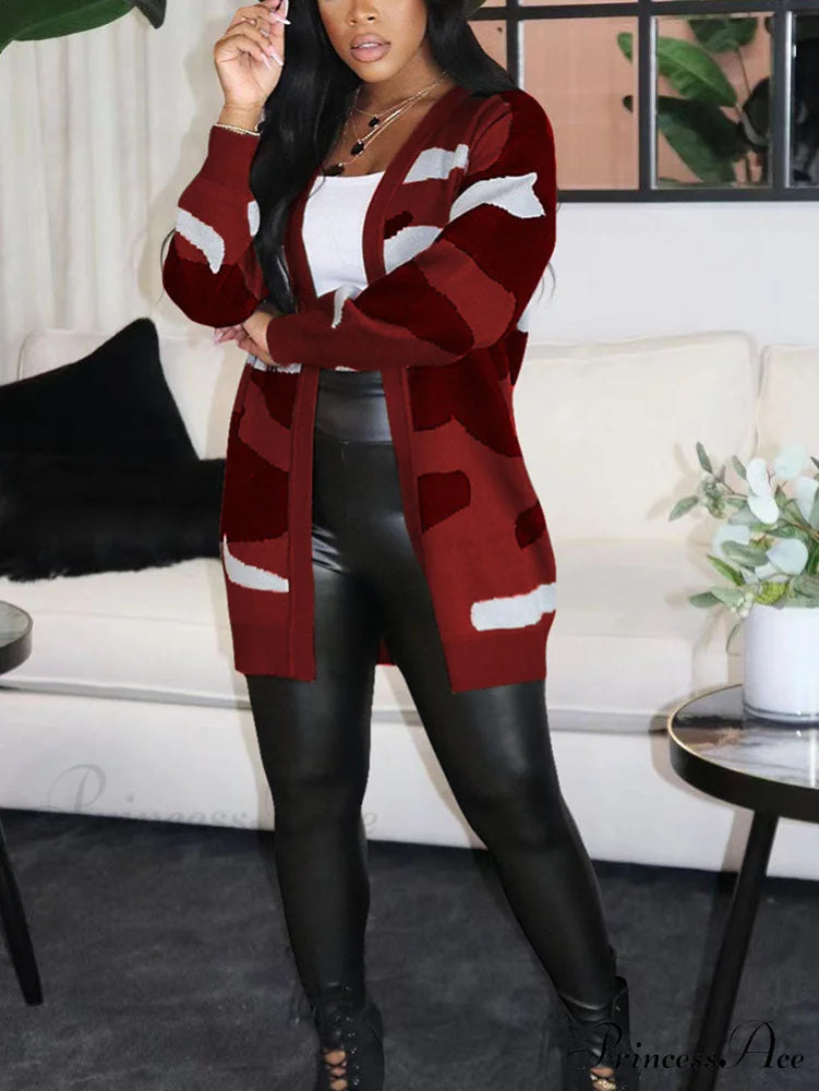 Camouflage Print Graceful Seamless Active Pants Red / S