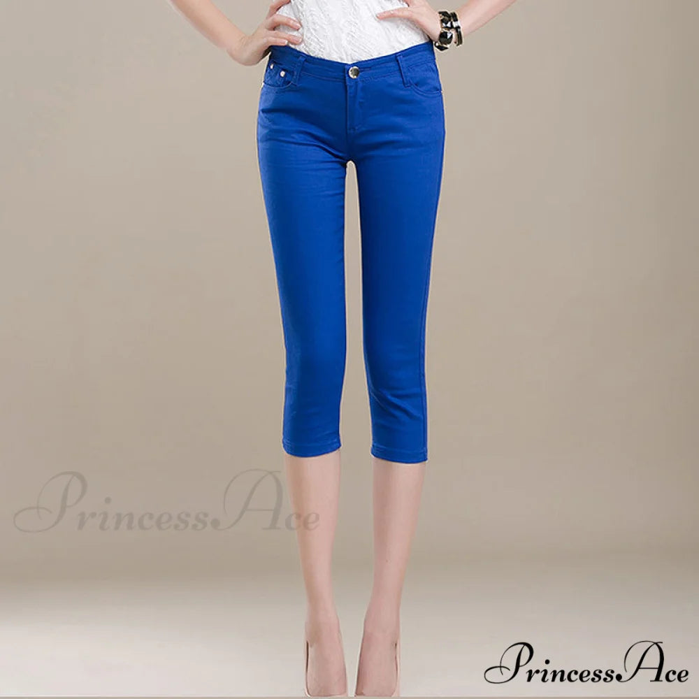 Candy Pantalon Female Capris Pants Royal blue / 26