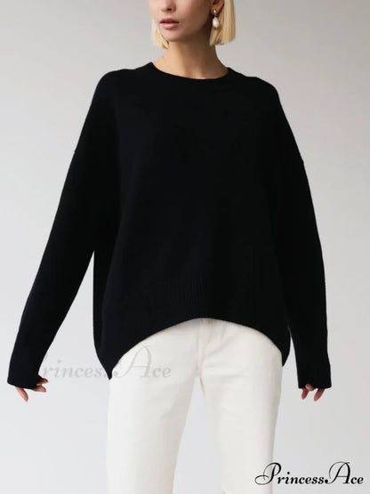 Candyfloss Oversized Graceful Pullover Sweater Black / XS