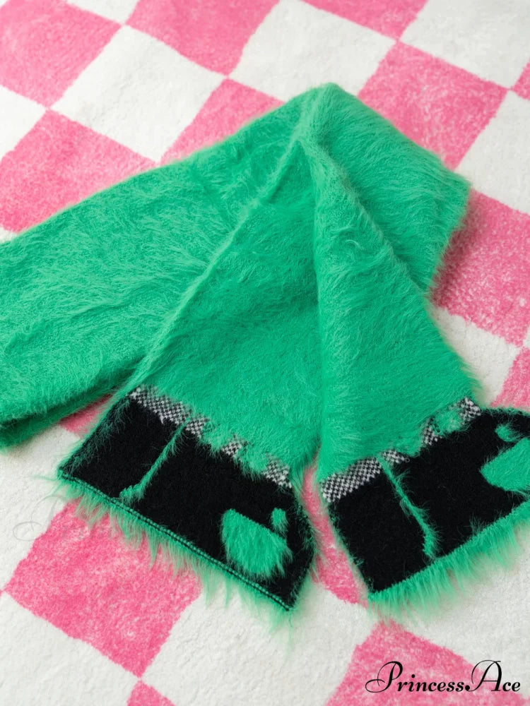 Canine Jacquard Knitted Winter Scarf Green / One Size scarf-241228
