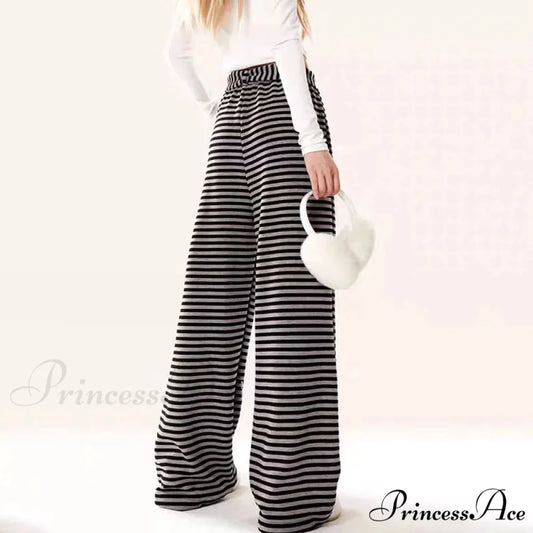 Canine Patterned Striped Fleece Informal Trousers pants-241228