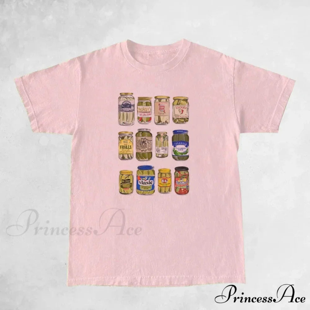 Canned Pickles Stylish Graphic Print Tee Pink / XXL