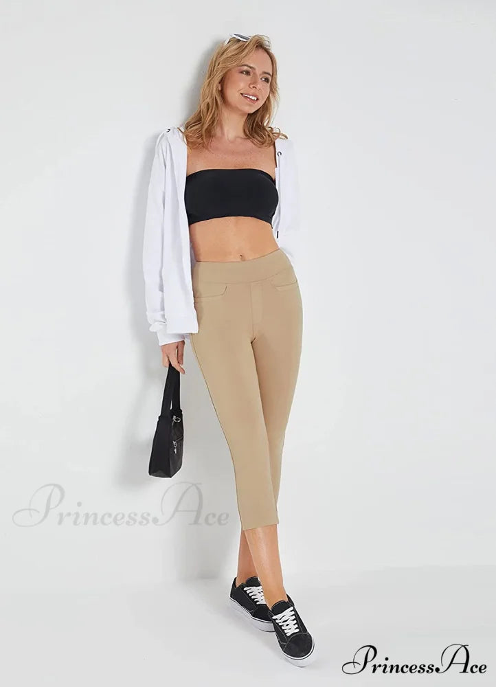 Capri Pants for Women Casual Pull On Yoga Dress Capris