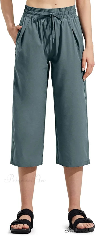 Capri Pants Wide Leg Lightweight Quick Dry Comfy Lounge Sweatpants Dark Gray / 3X-Large