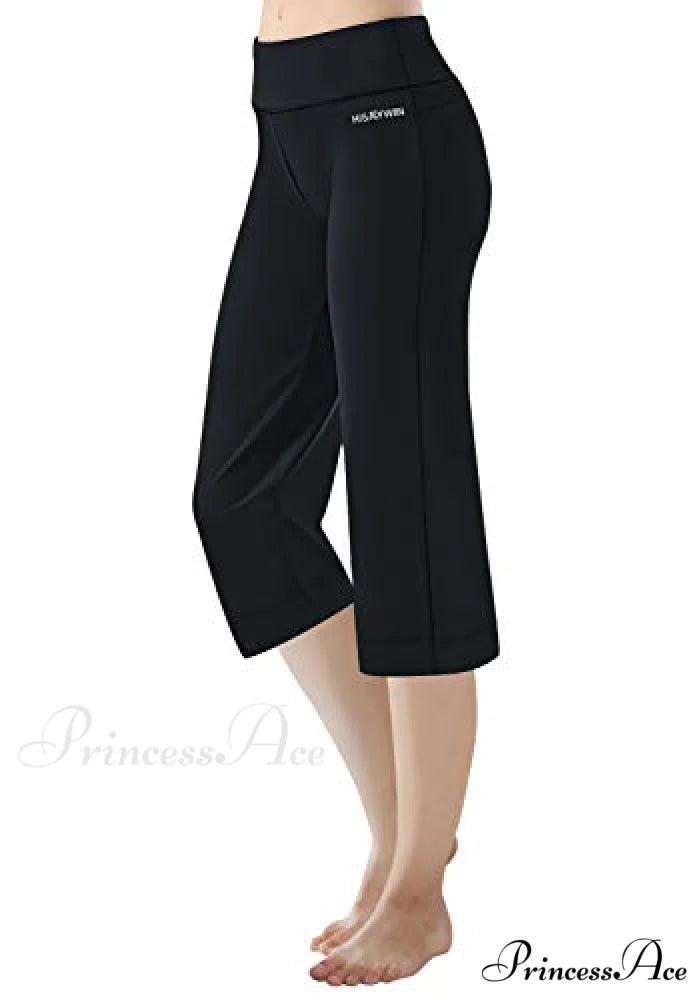 Capri Petite Regular Tall Length Women’s Straight Leg Yoga Pants Black-17’’inseam-capris / X-Large