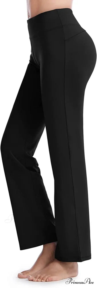Capri Petite Regular Tall Length Women’s Straight Leg Yoga Pants Hf604b-black / X-Large