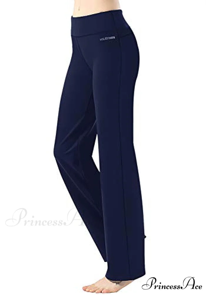 Capri Petite Regular Tall Length Women’s Straight Leg Yoga Pants Navy Blue-31’’inseam / Small