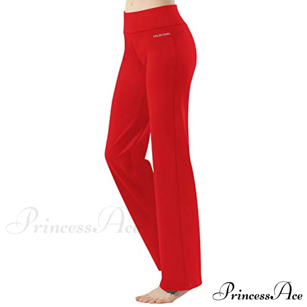 Capri Petite Regular Tall Length Women’s Straight Leg Yoga Pants Red-27’’inseam / X-Large