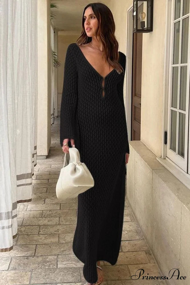 Caprice Elegant Maxi Dress S / Black