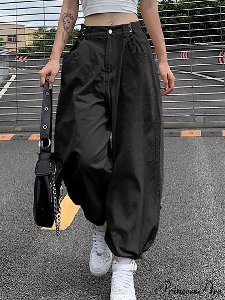 Cargo Camouflage Graceful Patchwork Jeans Black / S