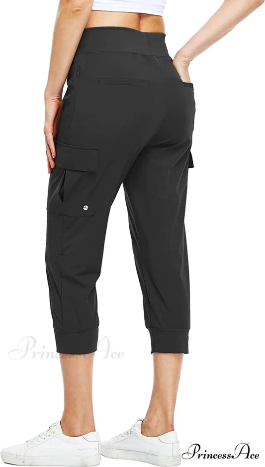 Cargo Hiking Capris Quick Dry Lightweight Outdoor Pants Black / X-Large