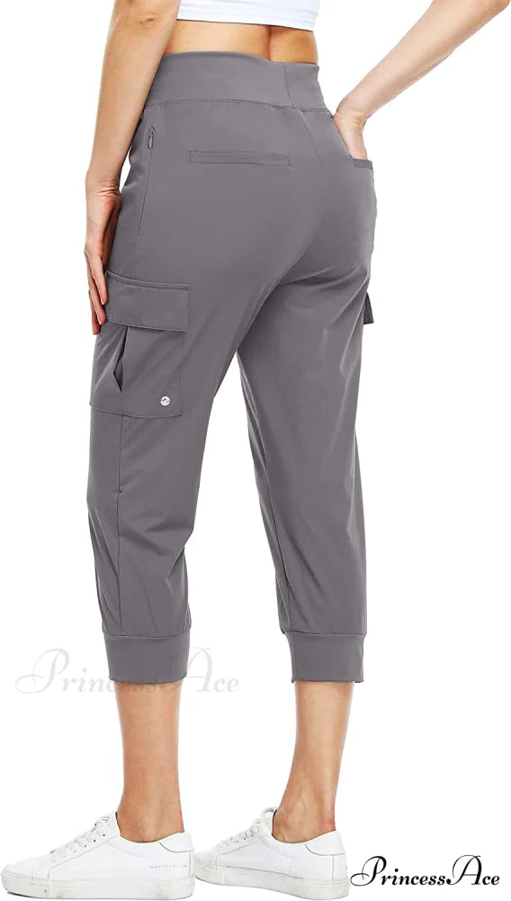Cargo Hiking Capris Quick Dry Lightweight Outdoor Pants Gray / X-Large