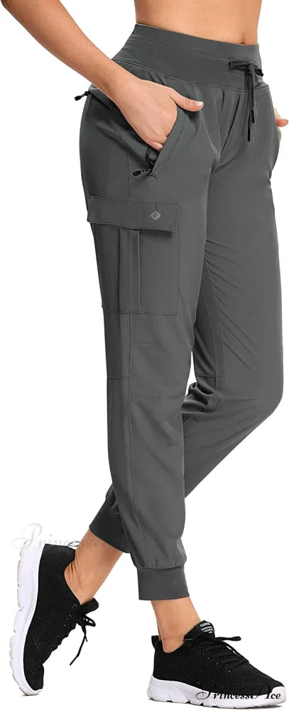Cargo Hiking Pants Lightweight Joggers Quick Dry Capris 1_ Grey / Medium