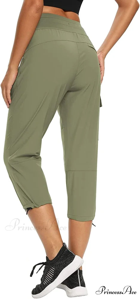 Cargo Hiking Pants Lightweight Joggers Quick Dry Capris Capri_ Green / X-Small