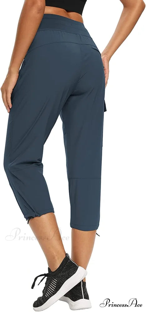 Cargo Hiking Pants Lightweight Joggers Quick Dry Capris Capri-navyblue / Medium