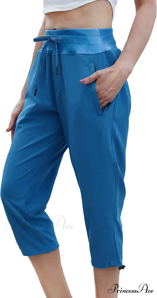 Cargo Hiking Pants Lightweight Joggers Quick Dry Capris Capri-zrblue / Medium