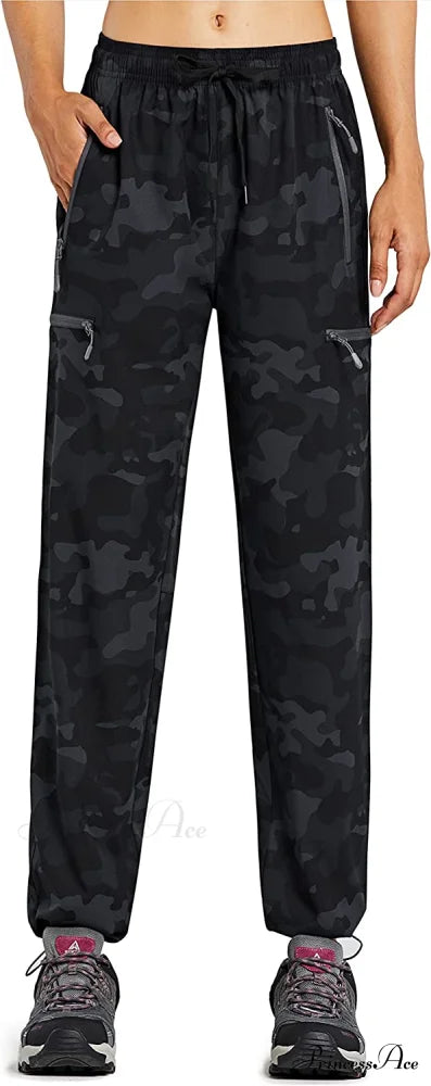 Cargo Hiking Pants Lightweight Quick Dry Capri Pants 01-pants-camo Black / Small