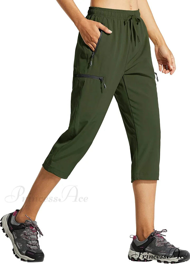Cargo Hiking Pants Lightweight Quick Dry Capri Pants 02-capri Pants-army Green / Small