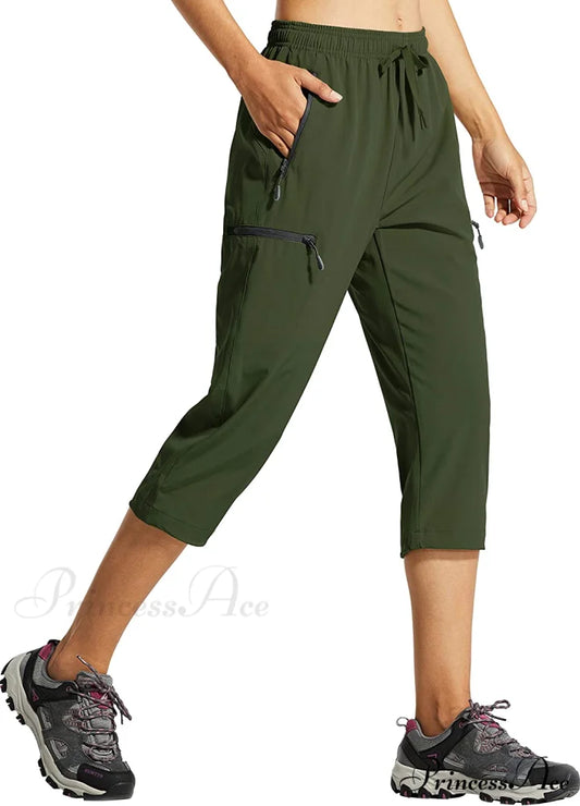 Cargo Hiking Pants Lightweight Quick Dry Capri Pants 02-capri Pants-army Green / Small