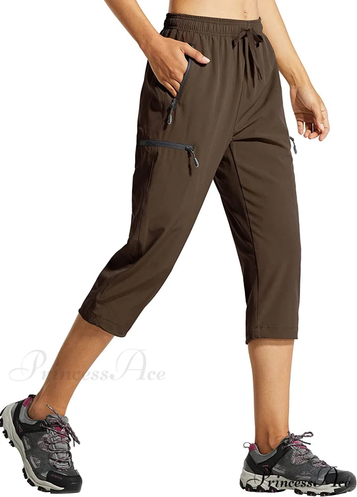 Cargo Hiking Pants Lightweight Quick Dry Capri Pants 02-capri Pants-brown / Small