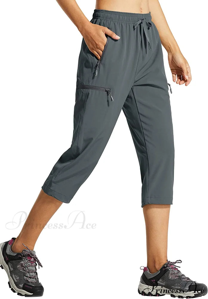 Cargo Hiking Pants Lightweight Quick Dry Capri Pants 02-capri Pants-gray / Small