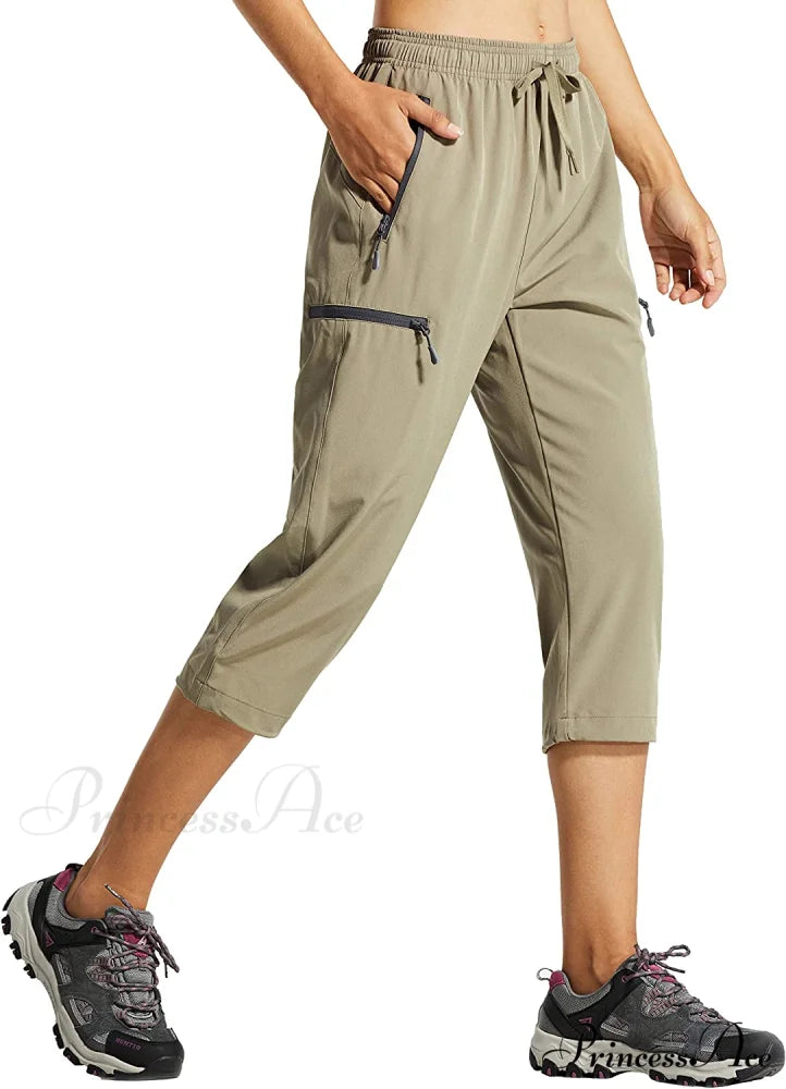 Cargo Hiking Pants Lightweight Quick Dry Capri Pants 02-capri Pants-khaki / Medium