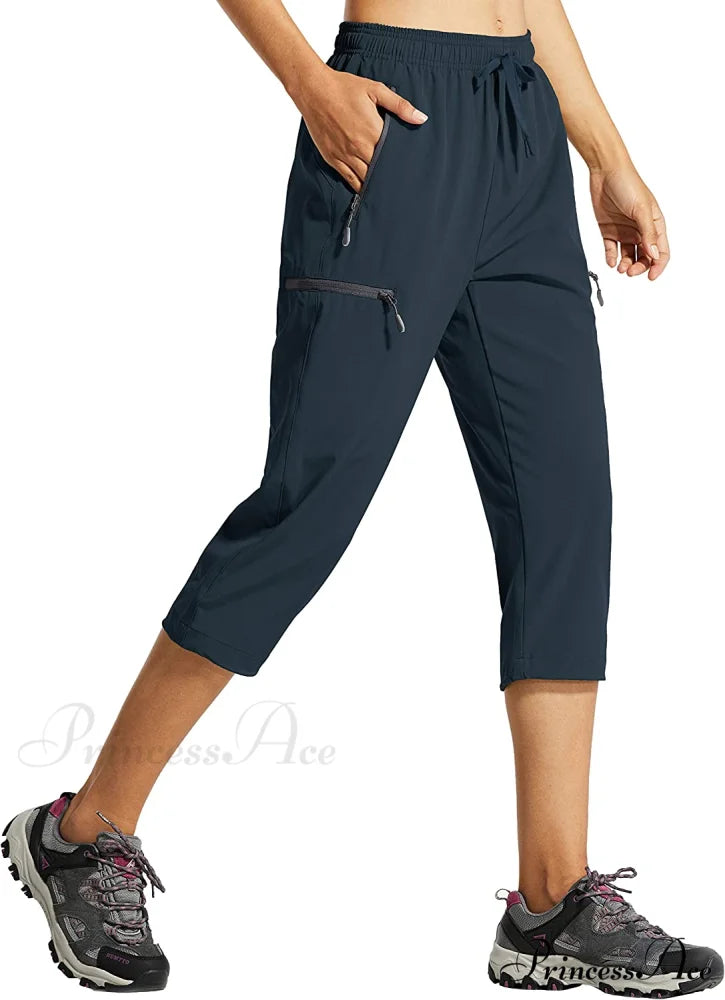 Cargo Hiking Pants Lightweight Quick Dry Capri Pants 02-capri Pants-navy / Small