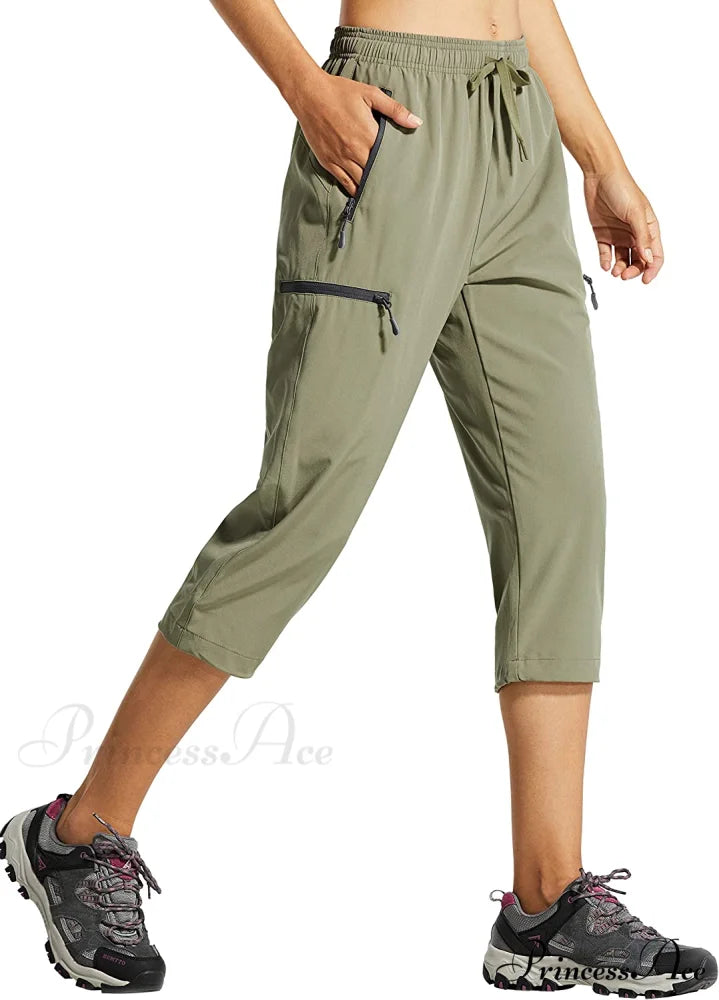 Cargo Hiking Pants Lightweight Quick Dry Capri Pants 02-capri Pants-silver Sage / Small