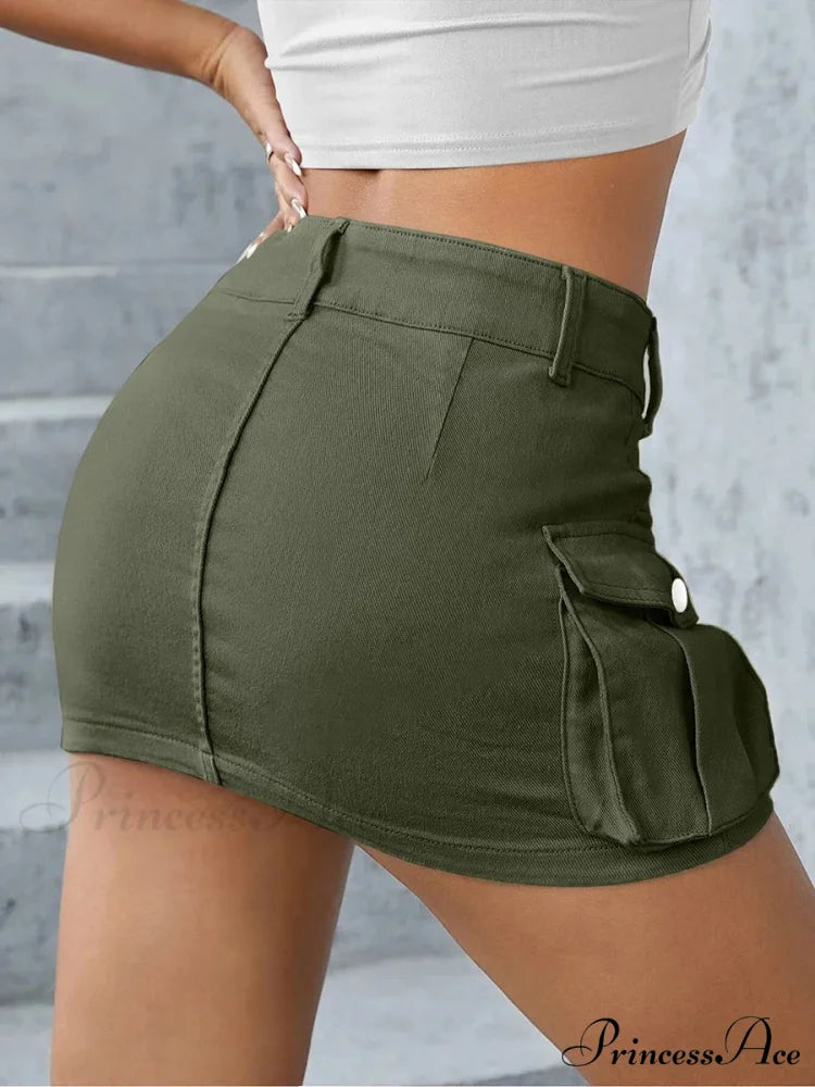 Cargo Pocket Small Waist Skirt skirts-250223