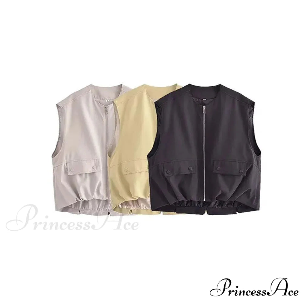 Cargo Pocket Stylish Drawstring Waistcoat