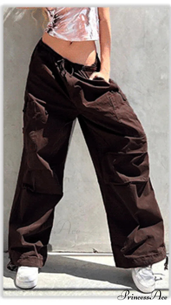 Cargo Streetwear Mom Pants Baggy Low Leg Waist 90s Denim Vintage Wide Jeans Trousers Trendy Korean Grunge Hippie Outfits