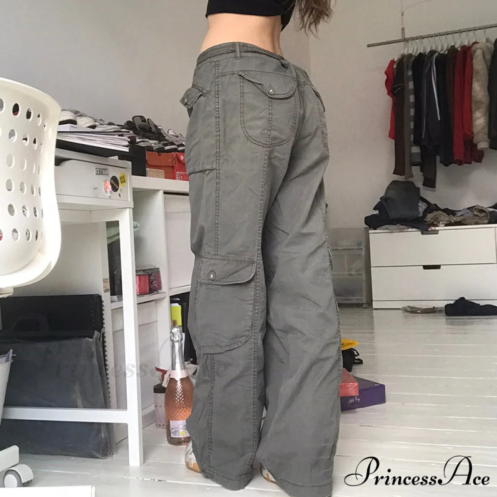 Cargo Streetwear Mom Pants Baggy Low Leg Waist 90s Denim Vintage Wide Jeans Trousers Trendy Korean Grunge Hippie Outfits