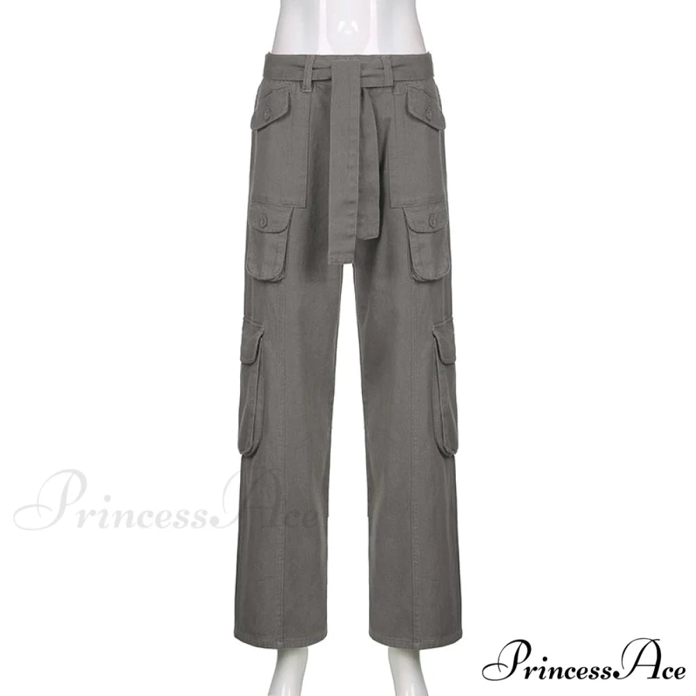 Cargo Streetwear Mom Pants Baggy Low Leg Waist 90s Denim Vintage Wide Jeans Trousers Trendy Korean Grunge Hippie
