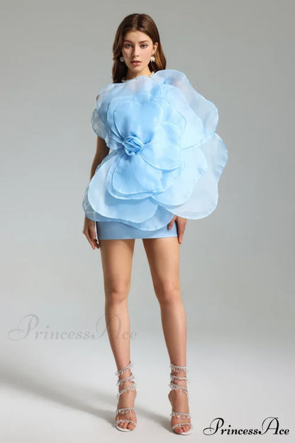 Carina One Shoulder Charming 3D Floral Dress